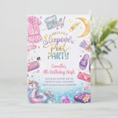 Pyjamaparty-Poolparty Pink Mädchen Geburtstag Einladung (Stehend Vorderseite)
