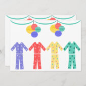 Pyjamas in einem Reihen-Pyjama-Party Einladung (Vorne/Hinten)