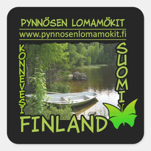 Pynneces Lomamökstickes Quadratischer Aufkleber (Vorderseite)