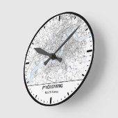 Pyongyang Clock City Line Art Runde Wanduhr (Winkel)