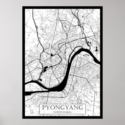 Pyongyang Nordkorea Karte Poster (Vorne)