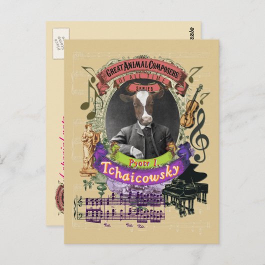 Pyotr Tchaicowsky Cow Animal Composer Tchaikovsky Postkarte (Vorne/Hinten)