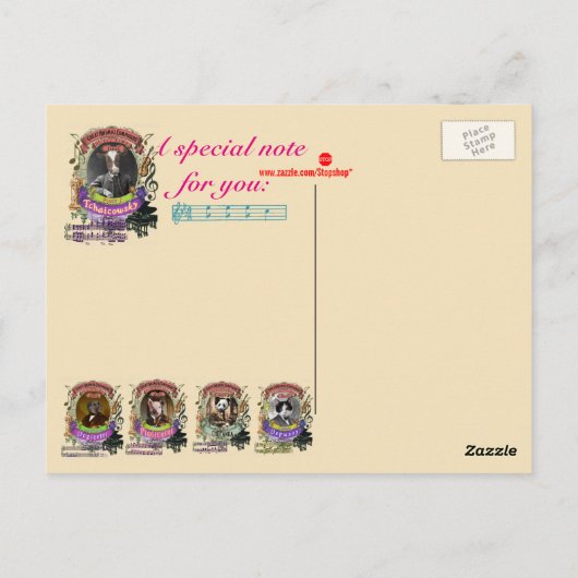 Pyotr Tchaicowsky Cow Animal Composer Tchaikovsky Postkarte (Rückseite)