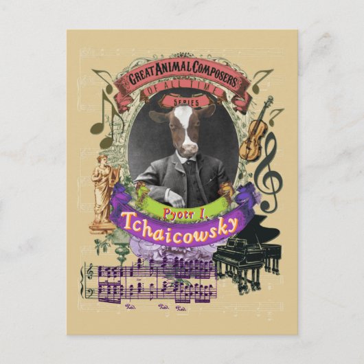 Pyotr Tchaicowsky Cow Animal Composer Tchaikovsky Postkarte (Vorderseite)