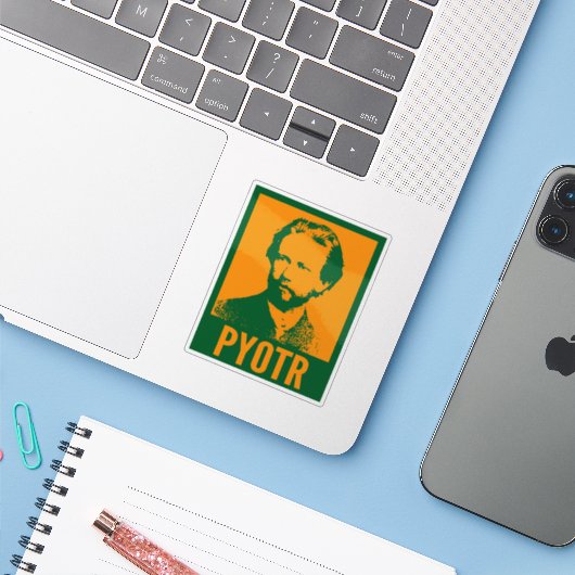 Pyotr Tchaikovsky Pop Art Custom Cut Vinyl Aufkleber (Laptop mit iPhone)