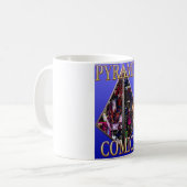 Pyramid-Comics-Tasse - Blauer Hintergrund Kaffeetasse (Vorderseite Links)