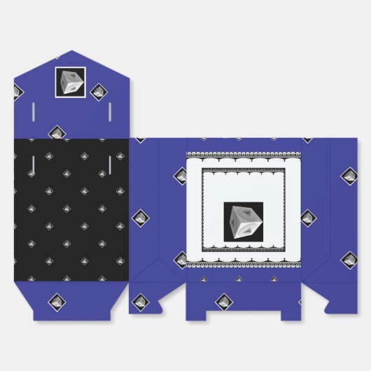 Pyramid Cube Blk White Deep Blu Geschenkschachtel (Ungefaltet)