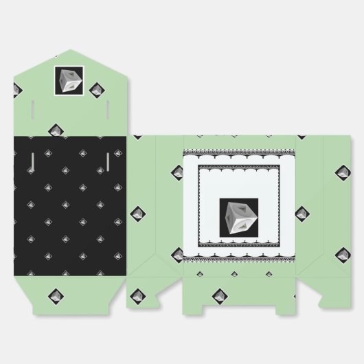 Pyramid Cube Blk White Minze Green Geschenkschachtel (Ungefaltet)