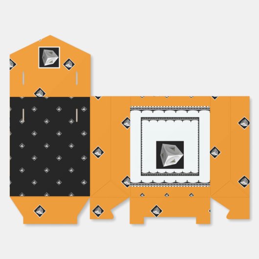 Pyramid Cube Blk White Orange Geschenkschachtel (Ungefaltet)