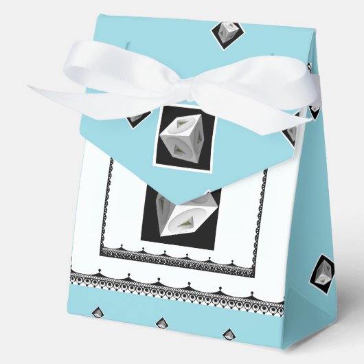 Pyramid Cube Blk White Pastel Blue Geschenkschachtel (Vorderseite)