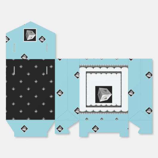 Pyramid Cube Blk White Pastel Blue Geschenkschachtel (Ungefaltet)