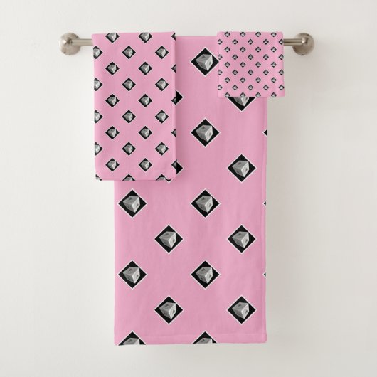 Pyramid Cube Repeat Pastel Pink Badhandtuch Set (Insitu)