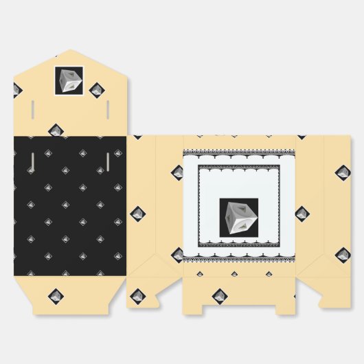 Pyramid Cube Schwarz-weiß Creme Geschenkschachtel (Ungefaltet)
