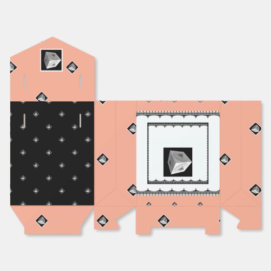 Pyramid Cube Schwarz-weiß Peach Geschenkschachtel (Ungefaltet)