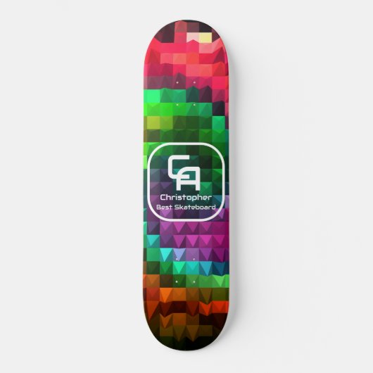 Pyramid Fraktal Monogram Multicolors Skateboard (Vorderseite)