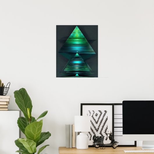 PYRAMID GREEN AQUAMARIN LIGHT ART POSTER (Heimbüro)