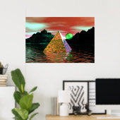 pyramid in the water with green sun poster (Heimbüro)
