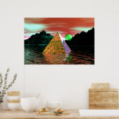 pyramid in the water with green sun poster (Küche)