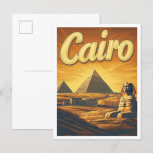 Pyramid Kairo Ägypten Vintage Reise Illustration Postkarte