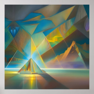 Pyramid Landscape Geometric Abstract Design Poster
