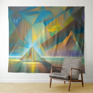 Pyramid Landscape Geometric Abstract Design Wandteppich