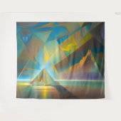 Pyramid Landscape Geometric Abstract Design Wandteppich (Vorderseite (Horizontal))
