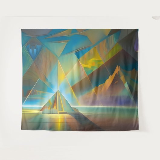 Pyramid Landscape Geometric Abstract Design Wandteppich (Vorderseite (Horizontal))