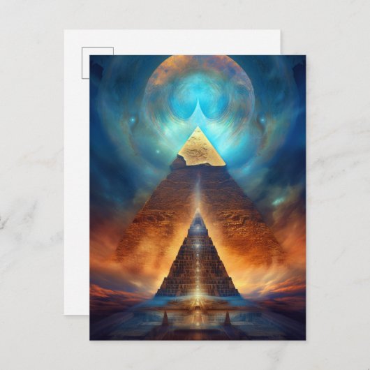 Pyramid Mystical Fantasy Visionäre Kunst Postkarte (Vorne/Hinten)