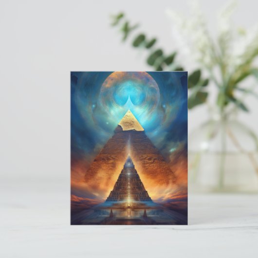 Pyramid Mystical Fantasy Visionäre Kunst Postkarte (Stehend Vorderseite)