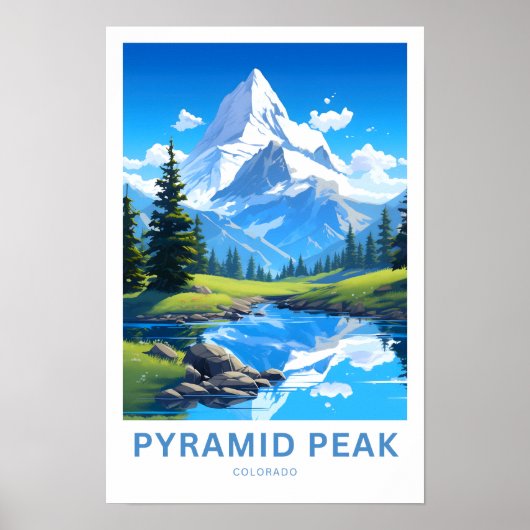 Pyramid Peak Colorado Reisen Print Poster (Vorne)