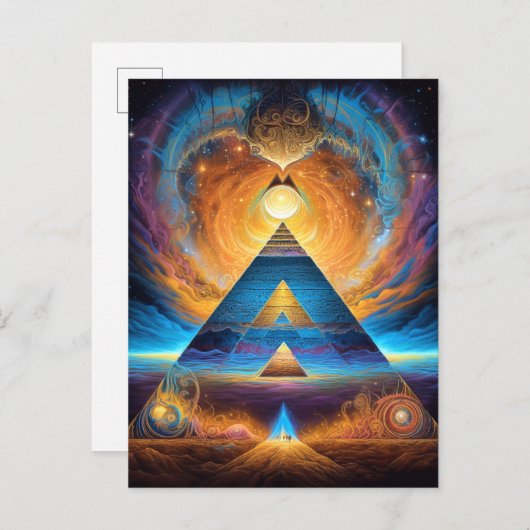 Pyramid Psychedelic Mystical Visionary Art Postkarte (Vorne/Hinten)
