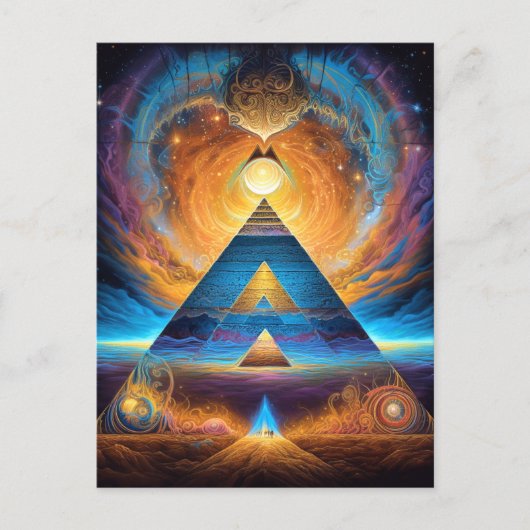 Pyramid Psychedelic Mystical Visionary Art Postkarte (Vorderseite)