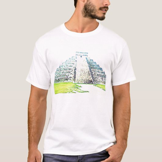 Pyramide Chichen Itza des Aquarell-Entwurfs T-Shirt (Vorderseite)