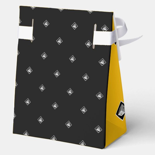 Pyramide Cube Schwarz-weiß gelb Geschenkschachtel (Rückseite)