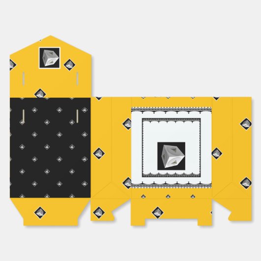 Pyramide Cube Schwarz-weiß gelb Geschenkschachtel (Ungefaltet)