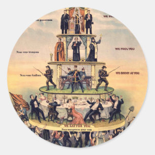 Pyramide des kapitalistischen Systems Runder Aufkleber