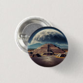 Pyramide des Mondes, Teotihuacan, Mexiko-Reise Button (Vorne & Hinten)