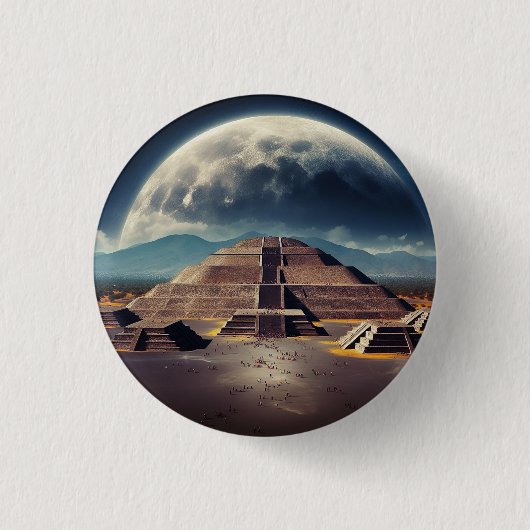 Pyramide des Mondes, Teotihuacan, Mexiko-Reise Button (Vorderseite)
