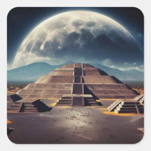 Pyramide des Mondes, Teotihuacan, Mexiko Reise Quadratischer Aufkleber
