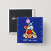 Pyramide "Gesunde Lebensmittel" lustige Cartoon Button (Vorne & Hinten)