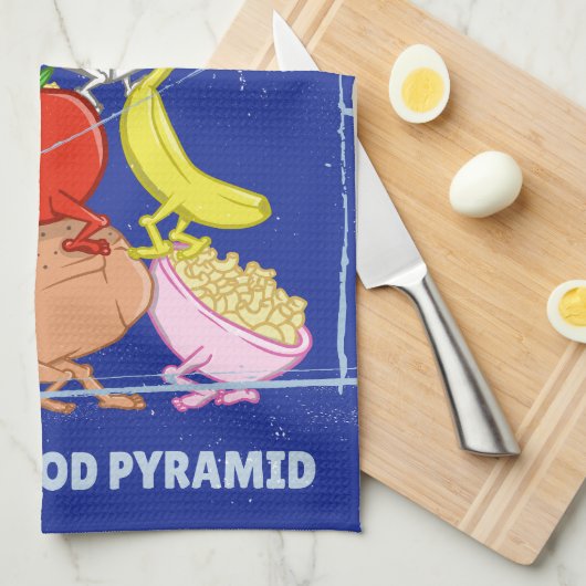 Pyramide "Gesunde Lebensmittel" lustige Cartoon Geschirrtuch (Viertel Falte)