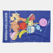 Pyramide "Gesunde Lebensmittel" lustige Cartoon Geschirrtuch (Horizontal)