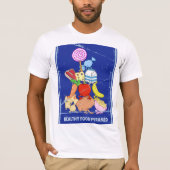 Pyramide "Gesunde Lebensmittel" lustige Cartoon T-Shirt (Vorderseite)