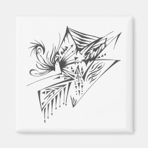 Pyramide Schwarz Weiß Abstrakte Stammes-Tattoo-Kun Magnet