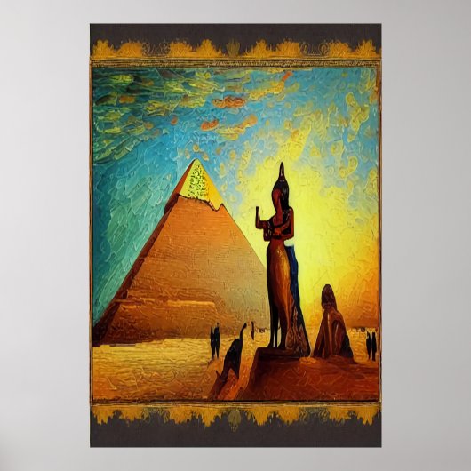 Pyramide, Statuen, Ägypten | AI Art Poster (Vorne)