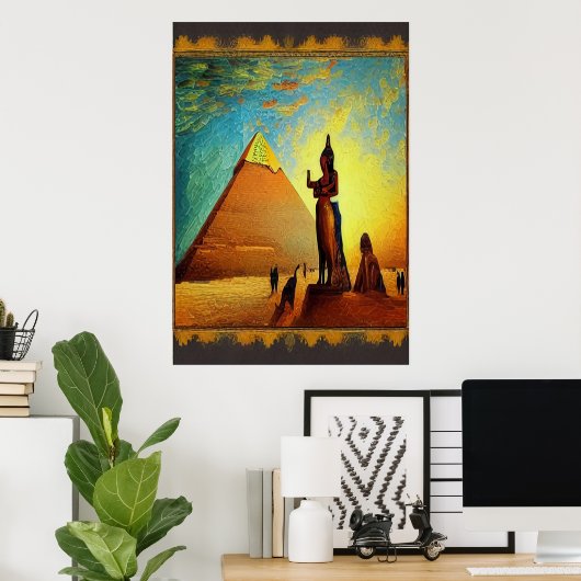 Pyramide, Statuen, Ägypten | AI Art Poster (Heimbüro)
