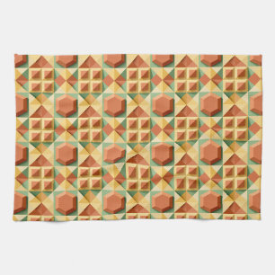 Pyramide und geometrisches Blockmuster mit warmer Geschirrtuch
