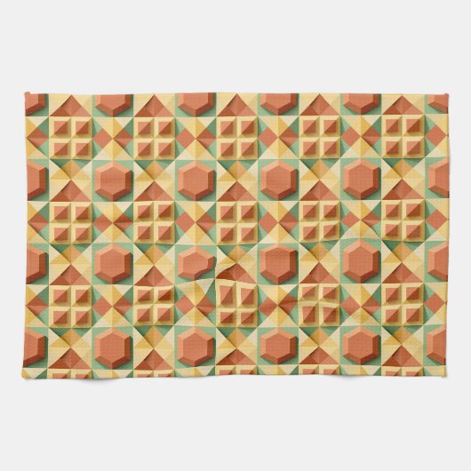 Pyramide und geometrisches Blockmuster mit warmer  Geschirrtuch (Horizontal)