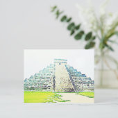 Pyramide von Chichen Itza Wasserfarbdesign Postkarte (Stehend Vorderseite)