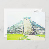 Pyramide von Chichen Itza Wasserfarbdesign Postkarte (Vorne/Hinten)